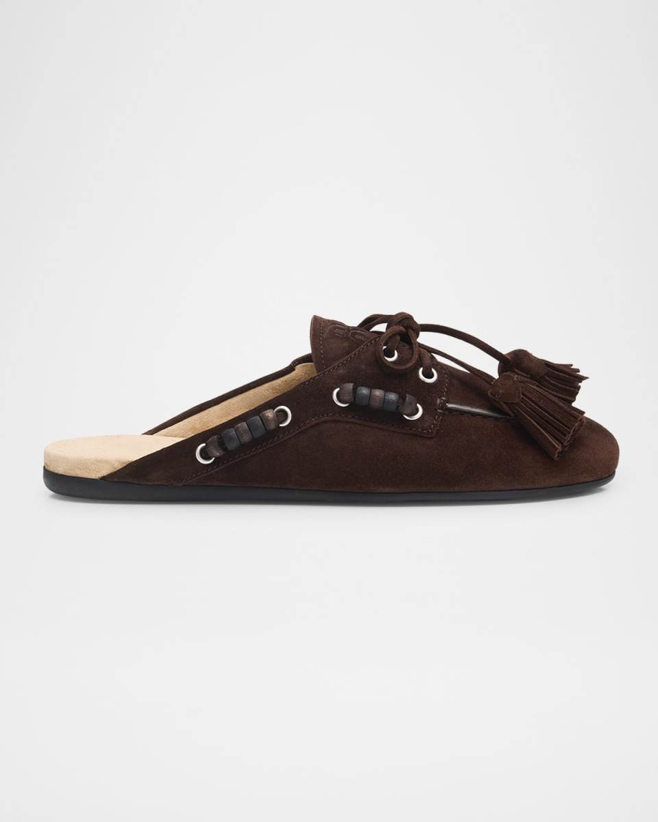 Suede Tassel Mocassin Mules